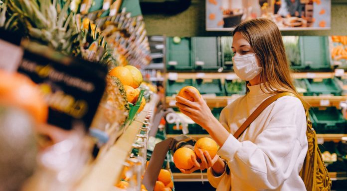 Woman in a supermarket during Covid-19